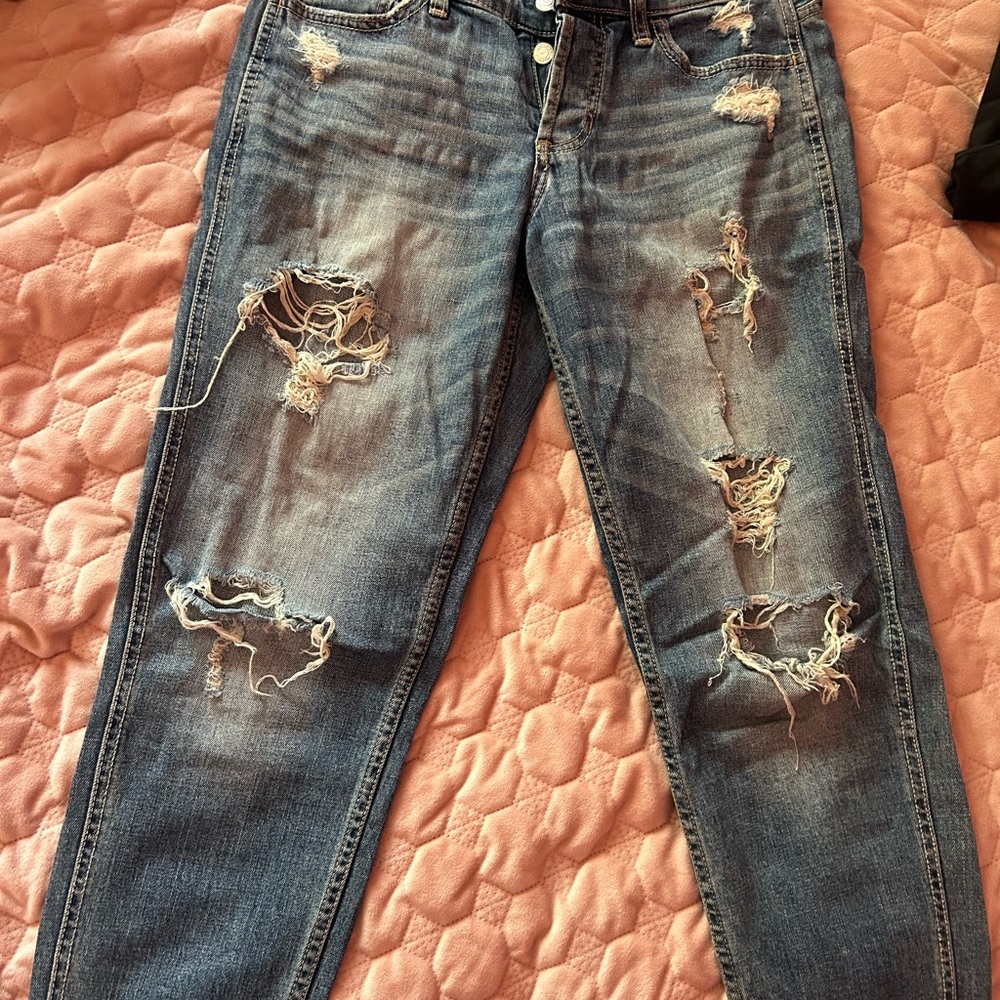 Hollister Blue Skinny Ripped Jeans